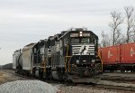 NS 5523 leads train PP05 up the yard lead towards Elm